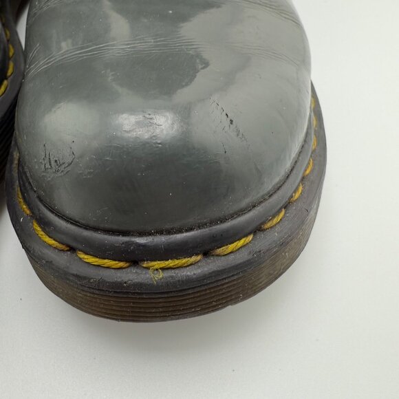 Dr. Martens 1460 Gray Patent Leather Boots EU 38 Lace-Up Iconic Style w/Yellow S - Picture 3 of 10